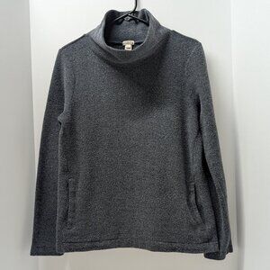 J. Crew Factory Fleece Knit Turtleneck Pullover in Charcoal